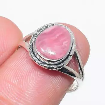 Natural Rhodochrosite Gemstone Handmade 925 Solid Silver Jewelry Ring S.7 D9u90