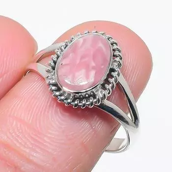 Natural Rhodochrosite Gemstone Handmade 925 Solid Silver Jewelry Ring S.8.5 G7c83