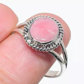 Natural Rhodochrosite Gemstone Handmade 925 Solid Silver Jewelry Ring S.10 b4B72