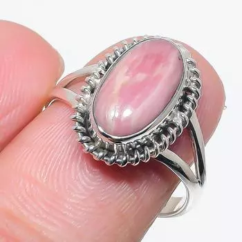 Natural Rhodochrosite Gemstone Handmade 925 Solid Silver Jewelry Ring S.8 M4h13