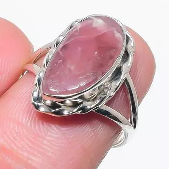 Natural Rhodochrosite Gemstone Handmade 925 Solid Silver Jewelry Ring S.7 e8z42