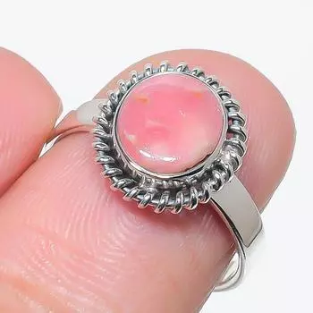 Natural Rhodochrosite Gemstone Handmade 925 Solid Silver Jewelry Ring S.7 C7s83