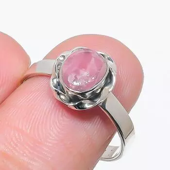 Natural Rhodochrosite Gemstone Handmade 925 Solid Silver Jewelry Ring S.8 t9u63