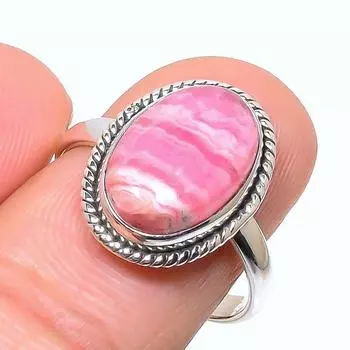 Natural Rhodochrosite Gemstone Handmade 925 Solid Sterling Silver Ring S.9 D2Z97
