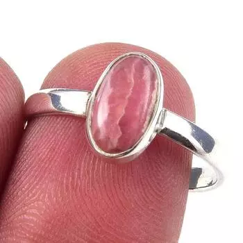 Natural Rhodochrosite Gemstone Handmade 925 Solid Sterling Silver Ring S.8 Y0K09