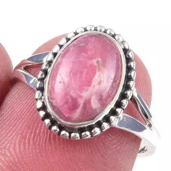 Natural Rhodochrosite Gemstone Handmade 925 Solid Sterling Silver Ring S.7 l9c82