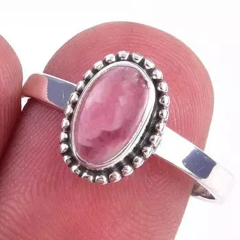 Natural Rhodochrosite Gemstone Handmade 925 Solid Sterling Silver Ring S.9 v5U55