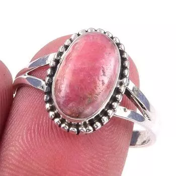 Natural Rhodochrosite Gemstone Handmade 925 Solid Sterling Silver Ring S.9 k6N58