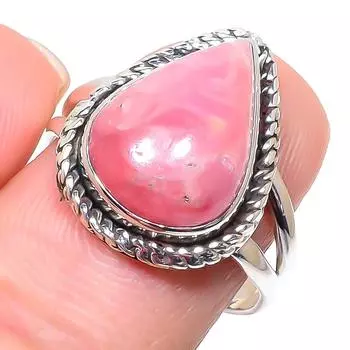 Natural Rhodochrosite Gemstone Handmade 925 Sterling Silver Gift Ring S.9 M2J19