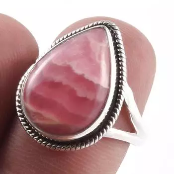 Natural Rhodochrosite Gemstone Handmade 925 Sterling Silver Gift Ring S.7 j8N53