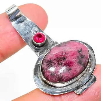 Natural Rhodochrosite, Rubillite Gemstone 925 Sterling Silver Pendant 1.97 q8K95