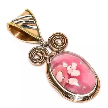 Natural Rhodochrosite TwoTone 925 Solid Sterling Silver Gift Pendant 1.50 f7N05