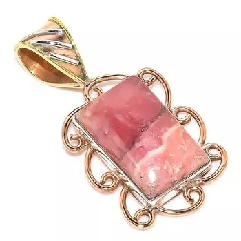 Natural Rhodochrosite TwoTone 925 Solid Sterling Silver Gift Pendant 1.50 i5m19