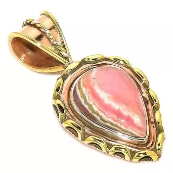 Natural Rhodochrosite TwoTone 925 Solid Sterling Silver Gift Pendant 1.25 R4r84
