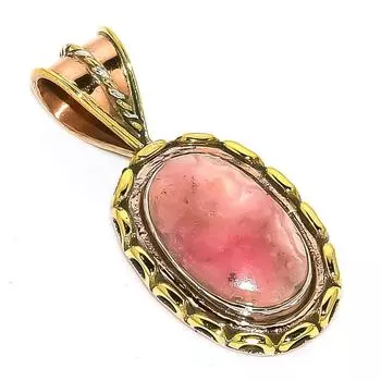Natural Rhodochrosite TwoTone 925 Solid Sterling Silver Gift Pendant 1.50 I7r24