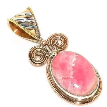Natural Rhodochrosite TwoTone 925 Solid Sterling Silver Gift Pendant 1.75 F9h48