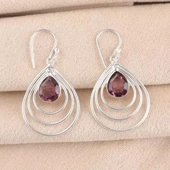 Natural Rhodolite Gemstone 925 Sterling Silver Handmade Earrings1.80 For Mother EE-31-39