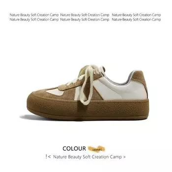 Natural roll thick baseplate shoes new small height increase versatile casual sports shoes retro 34