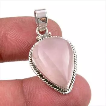 Natural Rose Quartz Gemstone 925 Solid Sterling Silver Gift Pendant 1.50 n3B23