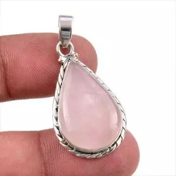 Natural Rose Quartz Gemstone 925 Solid Sterling Silver Gift Pendant 1.50 c3G07