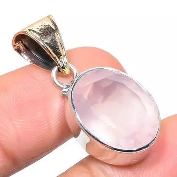 Natural Rose Quartz Gemstone 925 Solid Sterling Silver Gift Pendant 1.38 v3y96