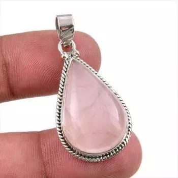 Natural Rose Quartz Gemstone 925 Solid Sterling Silver Gift Pendant 1.50 f1U15
