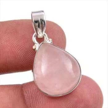 Natural Rose Quartz Gemstone 925 Solid Sterling Silver Gift Pendant 1.25 G9B11