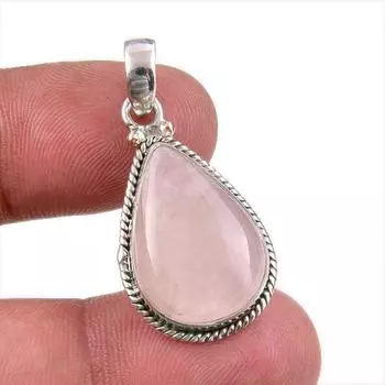 Natural Rose Quartz Gemstone 925 Solid Sterling Silver Gift Pendant 1.50 y3n96