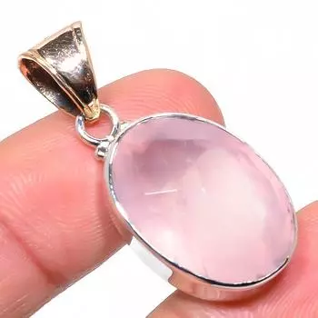 Natural Rose Quartz Gemstone 925 Solid Sterling Silver Gift Pendant 1.54 z7i53