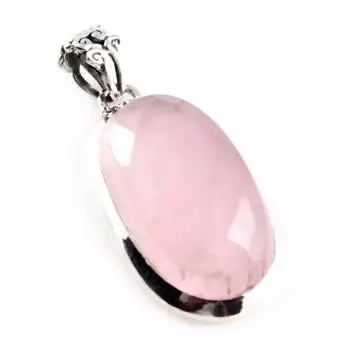Natural Rose Quartz Gemstone 925 Solid Sterling Silver Jewelry Pendant 1.7 f3Q57