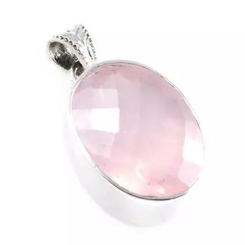 Natural Rose Quartz Gemstone 925 Solid Sterling Silver Jewelry Pendant 1.2 b9c10