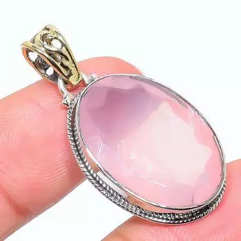 Natural Rose Quartz Gemstone 925 Solid Sterling Silver Gift Pendant 1.50 c8y41