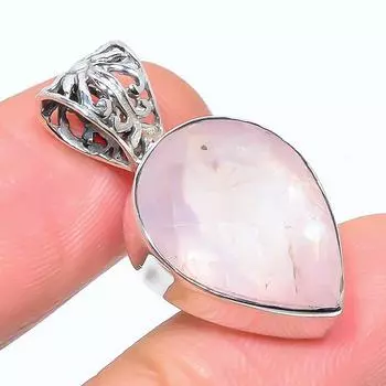 Natural Rose Quartz Gemstone 925 Solid Sterling Silver Gift Pendant 1.22 T6t90