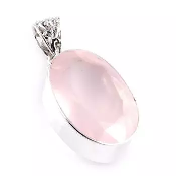 Natural Rose Quartz Gemstone 925 Solid Sterling Silver Jewelry Pendant 1.5 k0R95