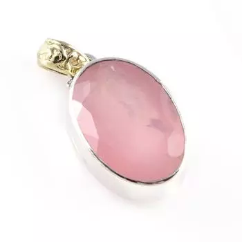 Natural Rose Quartz Gemstone 925 Solid Sterling Silver Jewelry Pendant 1.4 E4s40