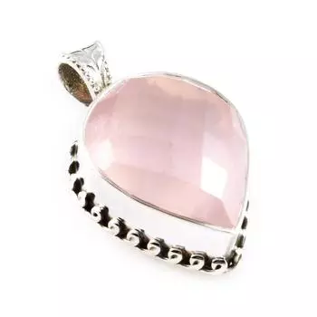 Natural Rose Quartz Gemstone 925 Solid Sterling Silver Jewelry Pendant 1.3 Z5T19