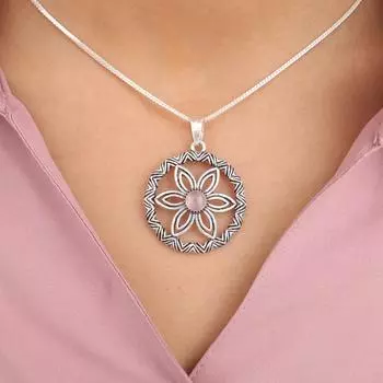 Natural Rose Quartz Gemstone 925 Sterling Silver Jewelry Handmade Pendant1.48 CP-29-31