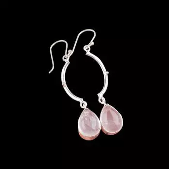 Natural Rose Quartz Gemstone 925 Sterling Silver Jewelry Handmade Earrings 2.60 EE-43-22