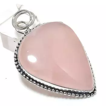 Natural Rose Quartz Gemstone 925 Sterling Silver Jewelry Pendant 2.36 Q0o30