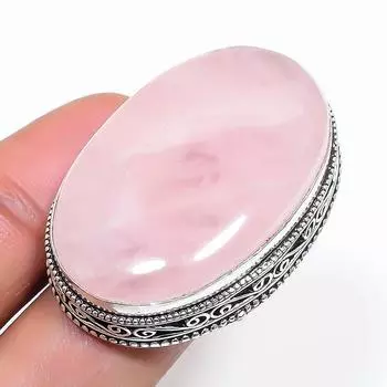 Natural Rose Quartz Gemstone 925 Sterling Silver Jewelry Ring Size 7.5 Y7s20