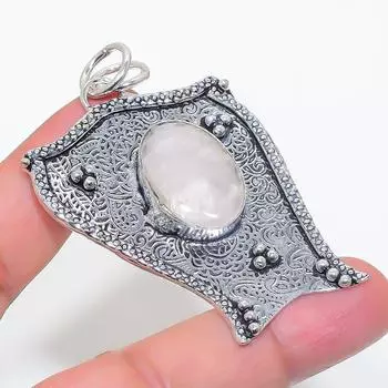 Natural Rose Quartz Gemstone 925 Sterling Silver Jewelry Pendant 2.56 D4Y23