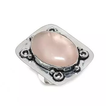 Natural Rose Quartz Gemstone 925 Sterling Silver Jewelry Ring Size 6 b3Y43