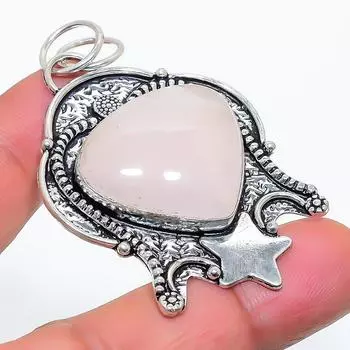 Natural Rose Quartz Gemstone 925 Sterling Silver Jewelry Pendant 2.40 I2E50