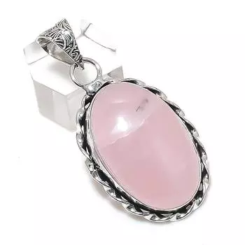 Natural Rose Quartz Gemstone 925 Sterling Silver Jewelry Pendant 2.01 O2A25