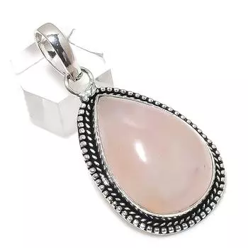 Подвеска из стерлингового серебра 925 пробы с натуральным розовым кварцем 2,21 дюйма d9z52