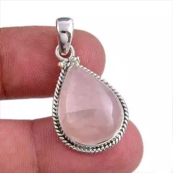 Natural Rose Quartz Gemstone Handmade 925 Solid Silver Gift Pendant 1.50 O5s15