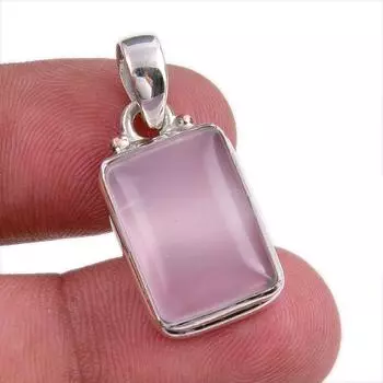 Natural Rose Quartz Gemstone Handmade 925 Solid Silver Gift Pendant 1.25 C5w94