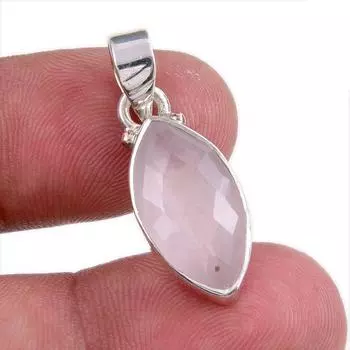Natural Rose Quartz Gemstone Handmade 925 Solid Silver Gift Pendant 1.25 I9u10