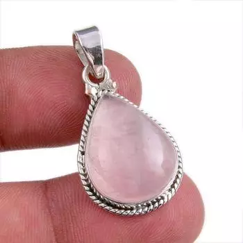 Natural Rose Quartz Gemstone Handmade 925 Solid Silver Gift Pendant 1.50 K7a99