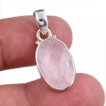 Natural Rose Quartz Gemstone Handmade 925 Solid Silver Gift Pendant 1.25 r5u86